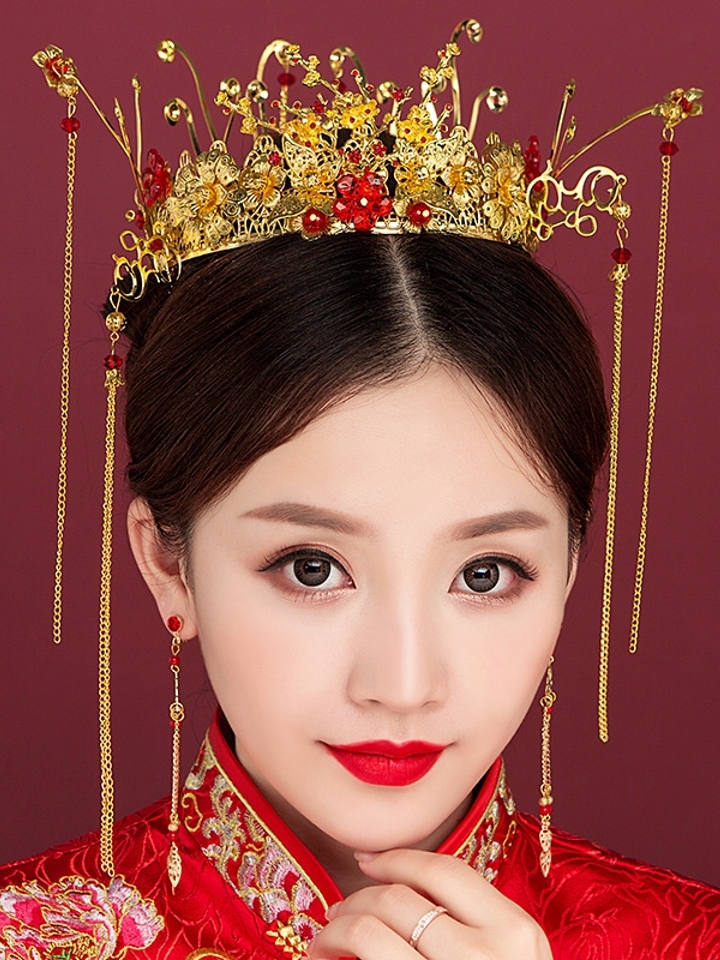 拾光婚饰 新娘秀禾服流苏凤冠头饰