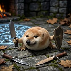 Quirky Abstract Knife and Shield Dog Plush Toy Pillow, Stuffed Animal Birthday Gift Suitable for Both Men and Women