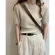 White ice silk short-sleeved T-shirt for women 2024 summer new Korean style loose outerwear gentle style knitted top
