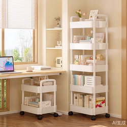 Bookshelf Storage Rack Trolley Floor-Standing Children's Toy Storage Shelf Kitchen Household Storage Cabinet Snack Miscellaneous Cabinet