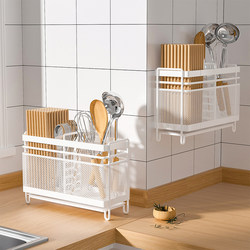 Chopstick Storage Box Kitchen Rack, No-Installation Integrated Wall-Mounted Household Chopstick Holder, Chopstick Cage, Cutlery Spoon Draining Rack