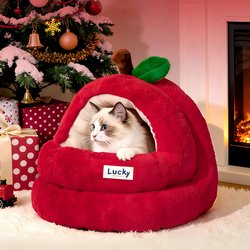 Yoofpets Winter Lucky Fruit Cat Nest Deep Sleep Dog Bed Fleece Thickened Cold-Resistant Warm Pet Nest