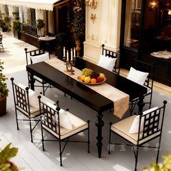 High-end outdoor B&B courtyard open-air retro back chair French dining chair cafe milk tea shop leisure chair