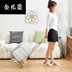 Stainless Steel Fully Foldableing Trolley Luggage Cart Portable Trolley Trolley Trailer Grocery Shopping Cart Thickened Load King