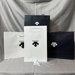 New Descente Original De Shoes and Clothing Shopping Bag Packaging Gift Bag for Gifting, Black and White Tote Bag