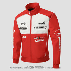 Red Stand-Up Collar Motorcycle Baseball Jacket for Men and Women 2025 Spring and Autumn New American Style Couple Cycling Racing Jacket