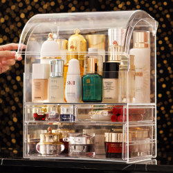 High-End Cosmetics Storage Box, Acrylic Dressing Table, Skin Care Product Storage Rack, Desktop Multi-Layer Dust-Proof Cosmetic Box