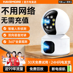 Haiweiman New Wireless Monitor Camera Head for Home Remote Use, No Network Required, 360-Degree Panoramic Indoor View