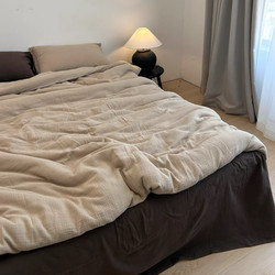 Class a Wrinkled Yarn 100% Pure Cotton Bed Sheet and Fitted Sheet Set, Light Luxury ins Style, Maternal and Infant Grade Home Bedding Four-Piece Set