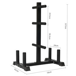 Barbell Plate Rack for Home Use, Vertical Commercial Barbell Bar Storage Rack, Large Hole and Small Hole Dumbbell Plate Storage Rack