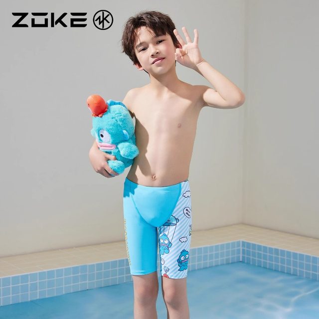 zoke/zhouke children's swimsuit five-point swimming trunks professional swimming boys hot spring vacation quick-drying racing middle and older children
