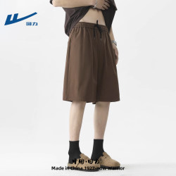 Pull back shorts men's summer 2025 new men's solid color large size casual casual pants Japanese straight pants