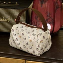 Cute Cartoon Kitty Cat Portable Cosmetic Bag Large Capacity Storage Bag Toiletry Bag Three-Dimensional Handbag Women's Clutch Bag
