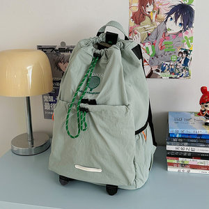 
Korean style drawstring 2025 new travel mountaineering college student outdoor backpack female shoulder travel lightweight riding feather