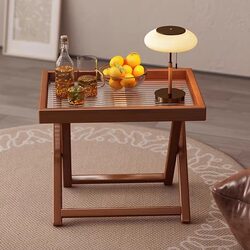 Sofa Side Table, Living Room Bamboo Small Coffee Table, Household Small Vintage Side Table, Bedroom Bedside Storage Rack, Balcony Table