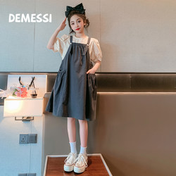 Korean Demessi Girls' Dress Summer 2026 New Style Suspender Dress for Older Girls Children's Two-Piece Set