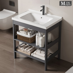 Floor-Standing Washbasin Cabinet Combination Bathroom Integrated Ceramic Basin Column Washbasin Household Washbasin Small Apartment