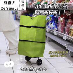 Portable Grocery Shopping Cart with Wheels, Household Parcel Delivery Handcart, Small Folding Shopping Cart, Lightweight Trolley