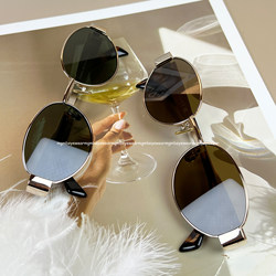 40235 French-Style Triumphal Sunglasses for Women, Metal Oval Glasses, Uv Protection, Can Be Fitted with Prescription Lenses