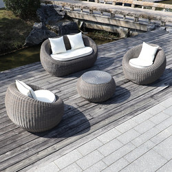 Nordic Outdoor Rattan Sofa, Courtyard Garden Waterproof and Sun-Proof Rattan Chair, B&B Open-Air Hotel Outdoor Three-Person Furniture