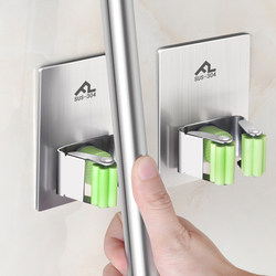 No punching mop holder card holder strong adhesive bathroom hook 304 stainless steel balcony broom clip wall hanging