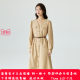 Inman French commuter puff sleeve dress 2024 spring temperament V-neck slim mid-length A-line skirt