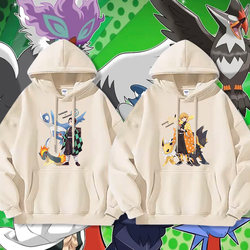 Pokémon Collaboration Demon Slayer Hoodie for Men, Featuring Tanjiro and Nezuko, Autumn and Winter Hooded Jacket