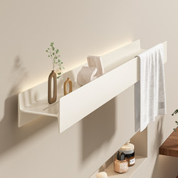 Italian Bathroom Storage Rack, No-Drill Aluminum Alloy Integrated Mirror Front Towel Rack, Villa Bathroom Storage Shelf