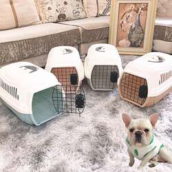 Pet Supplies Cat and Dog Airline Crate, Simple Style Airline Cage, Portable Foldable Car Carrier, Cat and Dog Cage