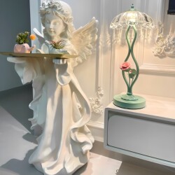 Alice Tray Little Angel Living Room Entrance Home Soft Decoration Retro French Sculpture Large Floor-Standing Ornament