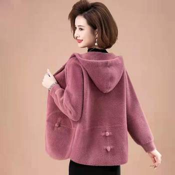 Mom's thickened mink velvet middle-aged and elderly short jacket
