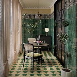 Modern French-Style Mid-Century Balcony Tiles, American-Style Wall Tiles, Toilet Green Dopamine Tiles, Floor Tiles, Space Combination