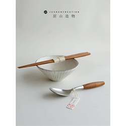 Handmade Teak Japanese-Style Pointed Portable Chopsticks and Spoon Set, Stainless Steel Fork, Single-Person Set, Household Tableware