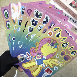 Tiktok-Style My Little Pony Puzzle Stickers, Popular Children's DIY Rainbow Pony Face-Changing Toys, Kindergarten Princess Cartoon Stickers