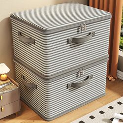 Portable Storage Box for Home Use, Striped Wardrobe Organizer for Clothes, Quilts, and Toys, Foldable Storage Box, a Must-Have Item