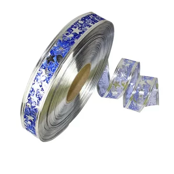 
100 yards 2.5m wide transparent hot stamping edge ribbon Christmas decoration ribbon home decoration gardening ribbon