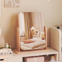 Mirror, Makeup Mirror, Student Dormitory Dressing Table, Dressing Mirror, Bedroom Home Desktop Large Wooden Rotating Mirror