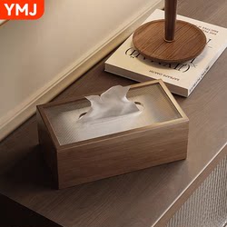 Tissue Box, Light Luxury Style, High-End New Chinese Style Wooden Tissue and Napkin Storage Box, High-End Feel, Natural Wood Style for Living Room