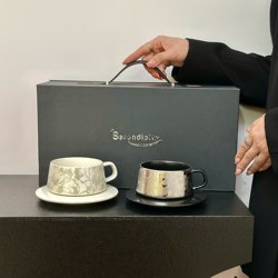 Nili Man Engagement Gift Ceramic Coffee Cup and Saucer Set Practical Wedding Housewarming Gift Exquisite Cup Gift Box