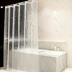 Tang Zai 3D Shower Curtain Solid Color Series Shower Curtain Peva Waterproof and Mildew-Proof Bathroom Partition Curtain