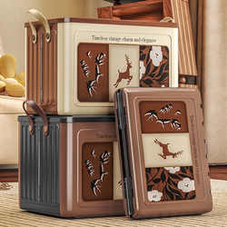 Medieval-Style Storage Box, Foldable, Large-Capacity, Clothes and Snack Storage Basket, Household Bedroom Wardrobe Storage Box with Lid