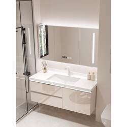 Cream-Colored Ceramic Integrated Basin Bathroom Cabinet, Washbasin, Sink, Washbasin Cabinet, Bathroom Set Combination