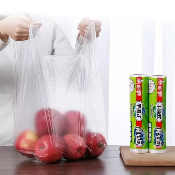 
Tearable vest fresh-keeping bag refrigerator storage microwave heating PE material department store