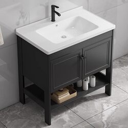 Floor-Standing Washbasin Space Aluminum Bathroom Cabinet Bathroom Ceramic Integrated Washbasin Cabinet Combination Small Apartment Basin