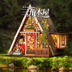 Ruotai Ruolai Triangular Wooden House Handmade DIY Small House Art House Desktop Ornament Girlfriend Child Birthday Gift Present