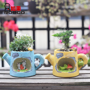 
If kka flowerpot creative desktop resin cartoon rabbit micro landscape decoration ornament
