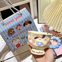 Jingdezhen Ceramic Ins-Style Puppy Mug, High-Appearance Ceramic Cup, Couple's Water Cup, Gift for Girls' Birthday