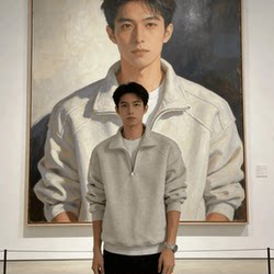 American Retro Half-Zip Stand Collar Solid Color Sweatshirt Heavyweight Loose Trendy Brand Couple's Top Long-Sleeve Sports Jacket Trendy