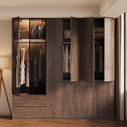 Antique Wardrobe Solid Wood Storage Cabinet Hanging Wardrobe Wardrobe Coat Cabinet Floor Bedroom Hanger Storage Cabinet Integrated