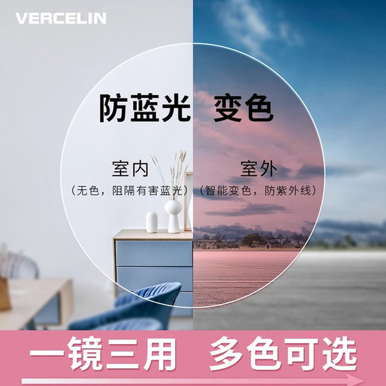 
One-pair 1.56 1.61 1.67 Photosensitive color change with myopia lens custom anti-blue light graying/tea/powder